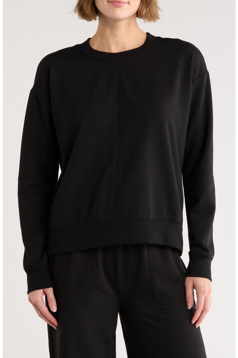 Velvet Trim Sweater, Main, color, BLACK