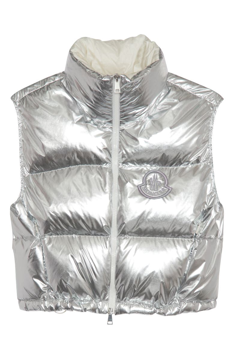 Moncler Blavet Metallic Crop Down Vest, Alternate, color,