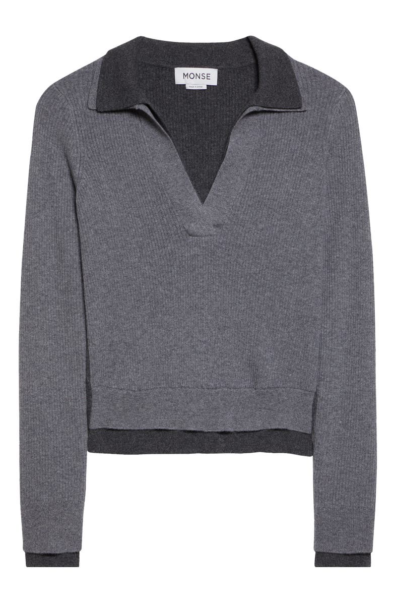 MONSE Doubled Cashmere Polo, Alternate, color, Grey/ Ivory