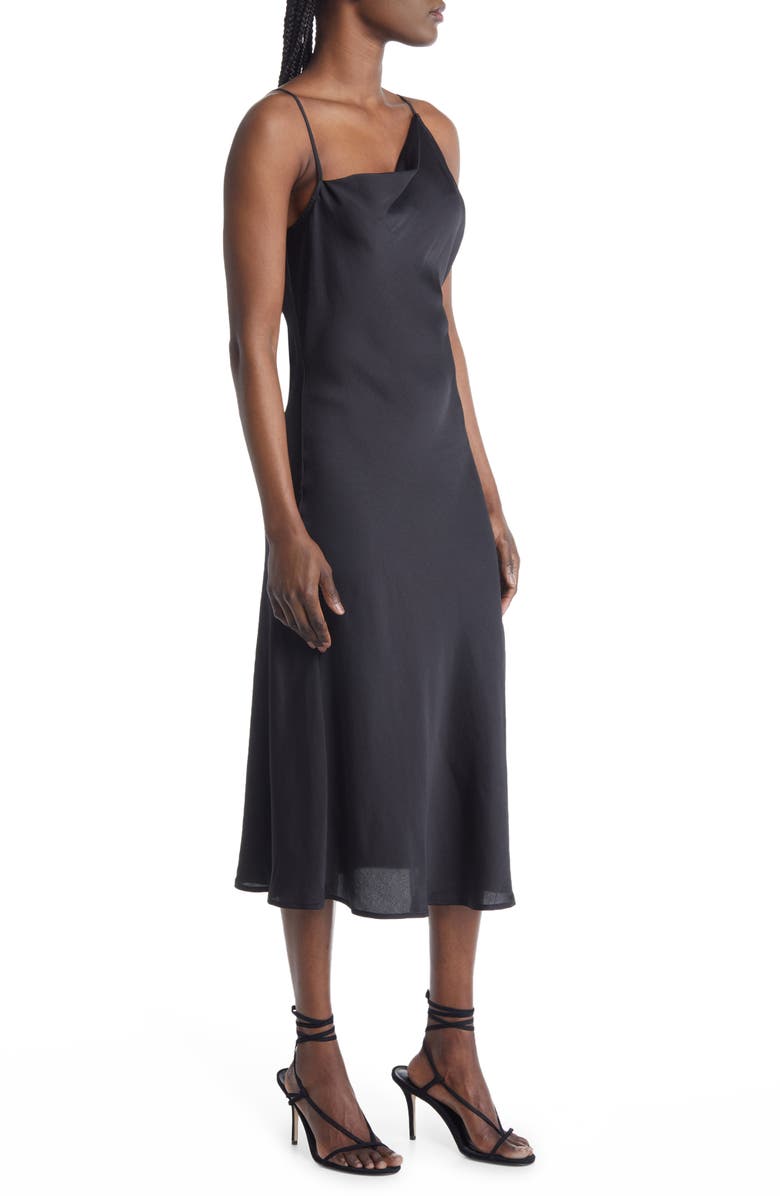 Open Edit Asymmetrical Neck Satin Dress, Alternate, color,