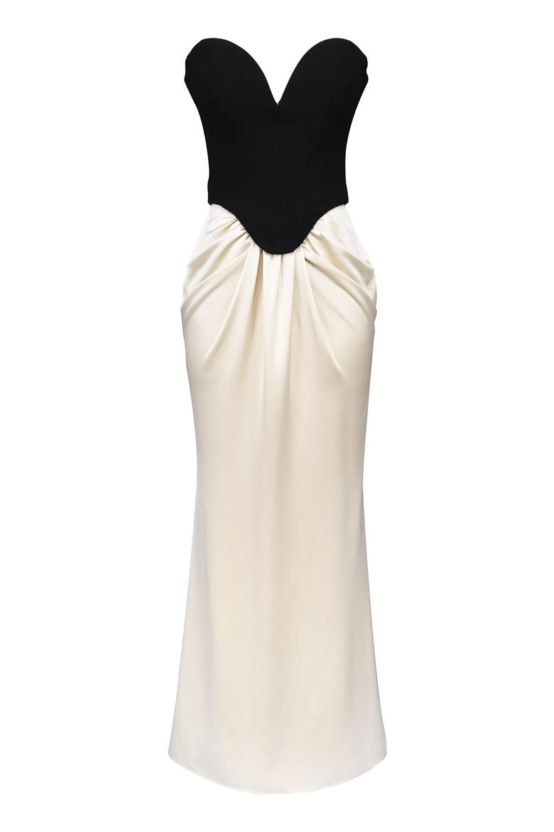 Sorcha Mixed Media Cocktail Dress, Alternate, color, BLACK CHAMPAGNE