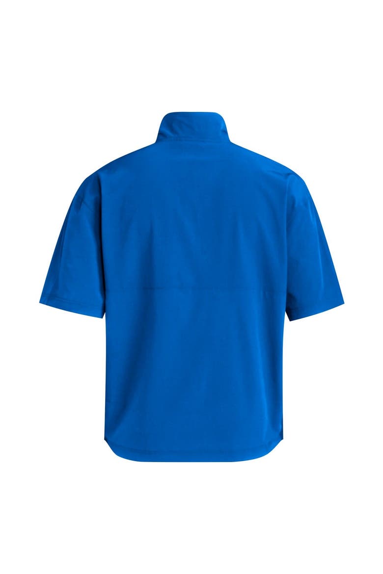 Men's adidas  Royal Kansas Jayhawks Woven Quarter-Zip Short Sleeve Pullover, Alternate, color, Royal
