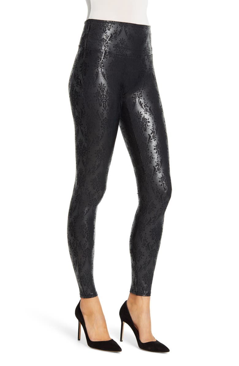 SPANX<sup>®</sup> Brocade Print Faux Leather Leggings, Alternate, color, 