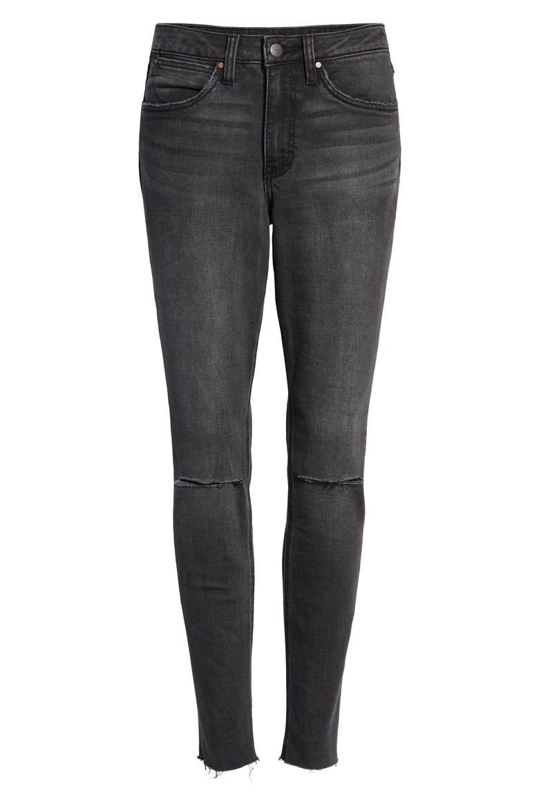 Ripped High Waist Skinny Jeans, Alternate, color, GREY