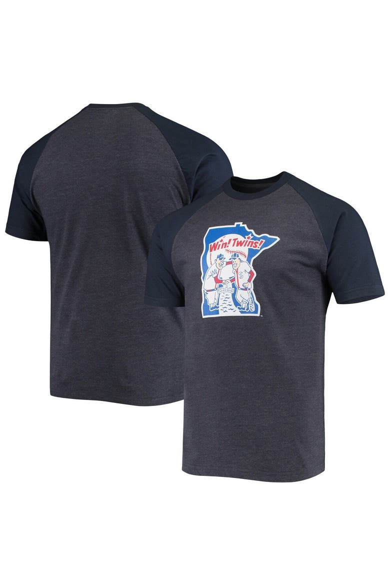 Men's Stitches Heathered Navy Minnesota Twins Raglan T-Shirt, Alternate, color, Heather Navy
