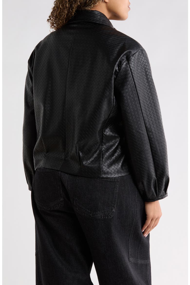 Blouson Sleeve Faux Leather Jacket, Alternate, color, BLACK