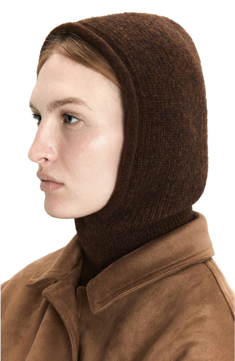 HYER GOODS Upcycled Merino Wool Ribbed Balaclava, Alternate, color, Dark Chocolate Brown