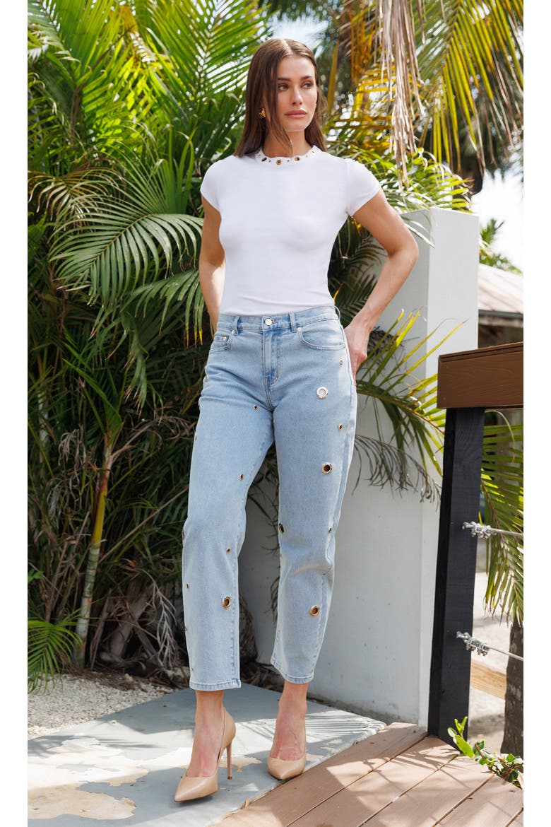 Quincey Grommet Barrel Jeans, Alternate, color, Light Blue