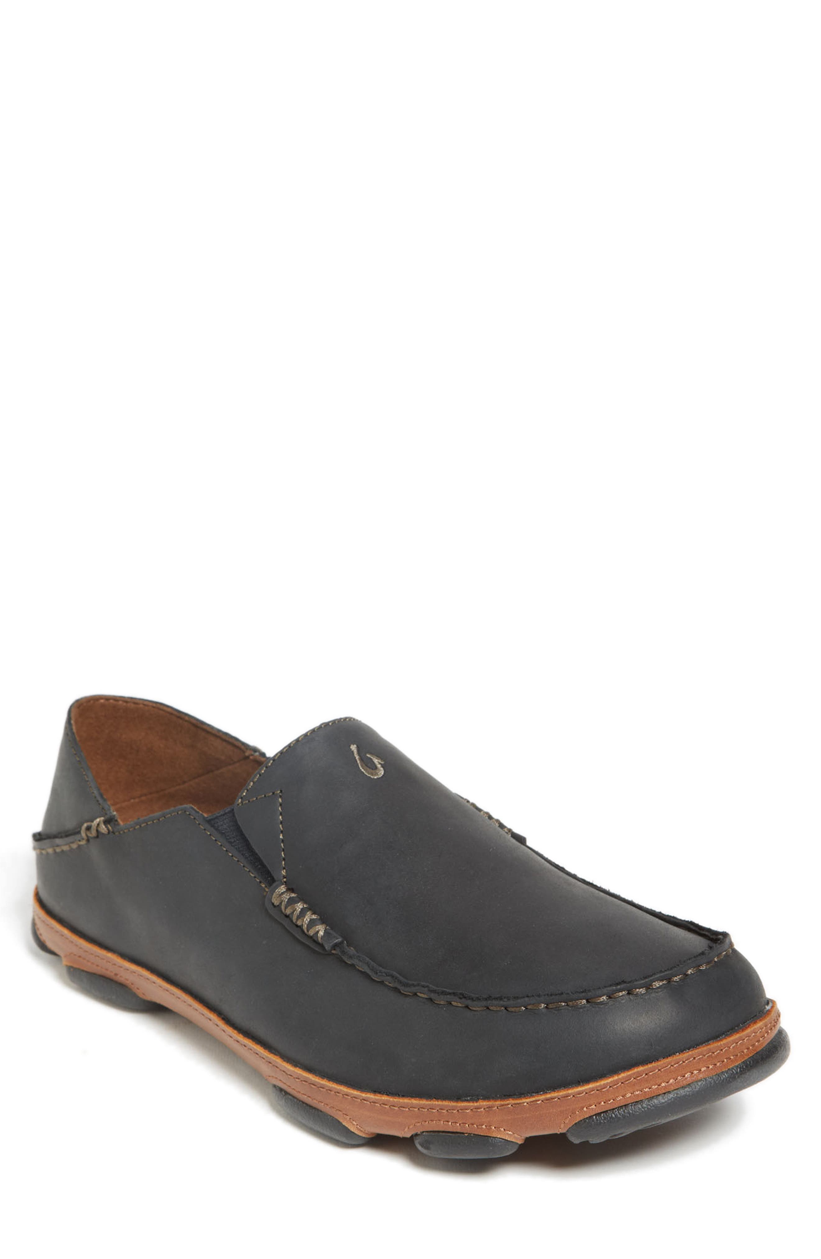OluKai Moloa Slip-On, Main, color, Black/ Toffee Leather