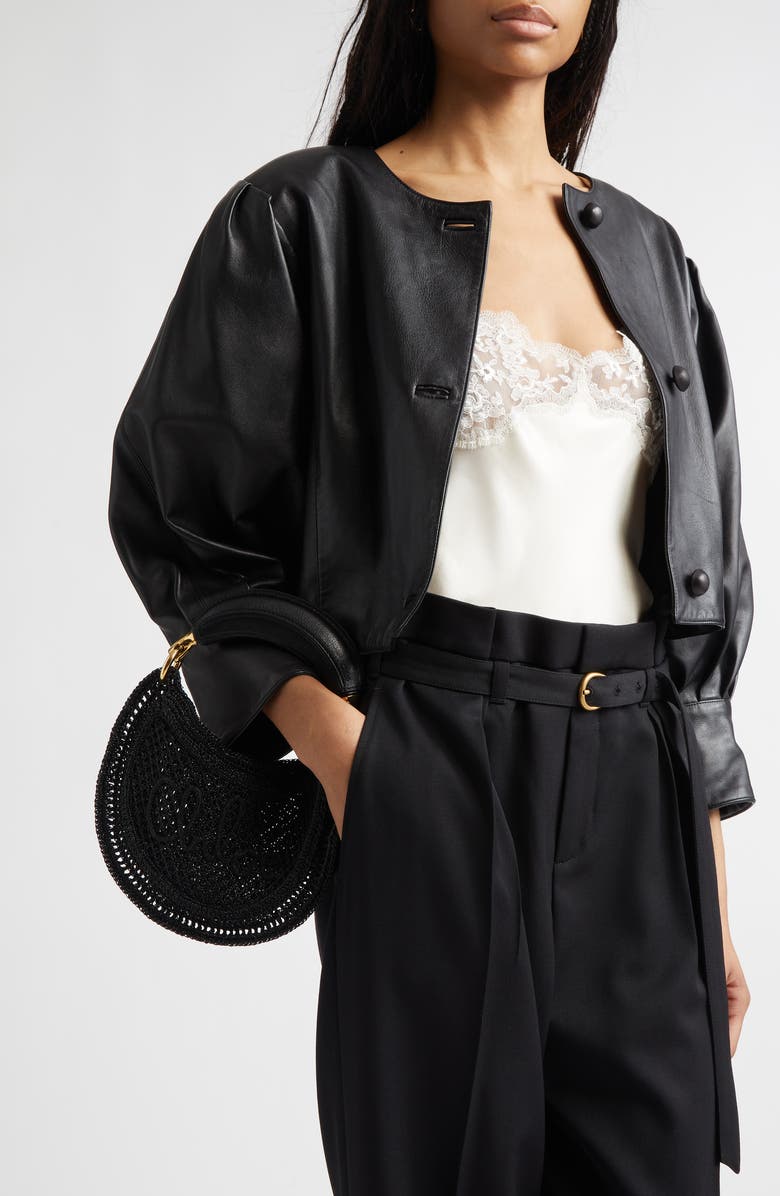 Chloé Summer Banana Raffia Hobo Bag, Alternate, color, Black