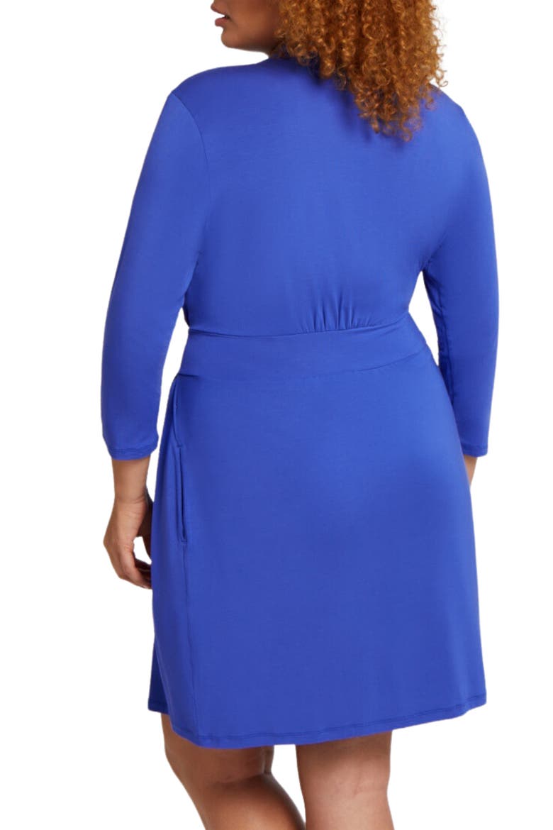 Iconic Short Knit Robe with Satin Tie, Alternate, color, SAPPHIREDNU