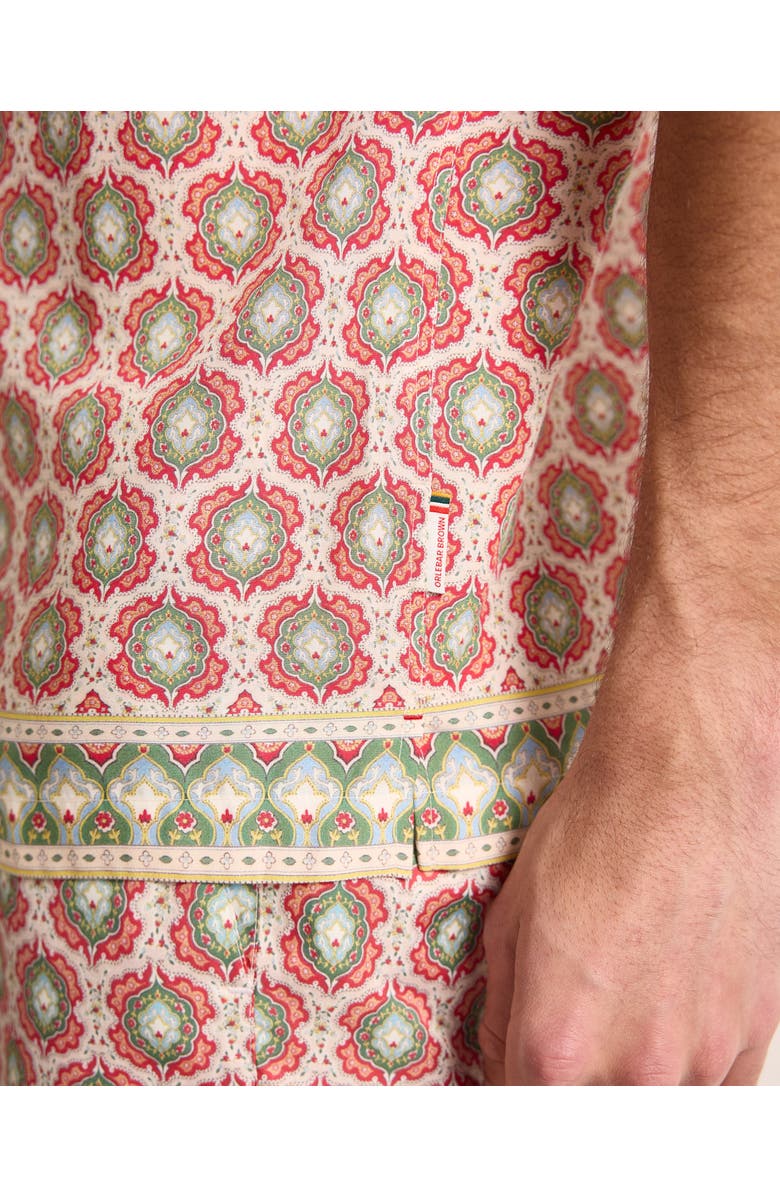 Orlebar Brown Maitan Relaxed Fit Passetto Print Shirt, Alternate, color, Vermillion