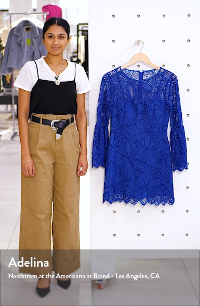 Denise Long Sleeve Lace Overlay Romper Dress, sales video thumbnail