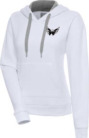 ANTIGUA Women's Antigua  White Washington Capitals Metallic Logo Victory Pullover Hoodie