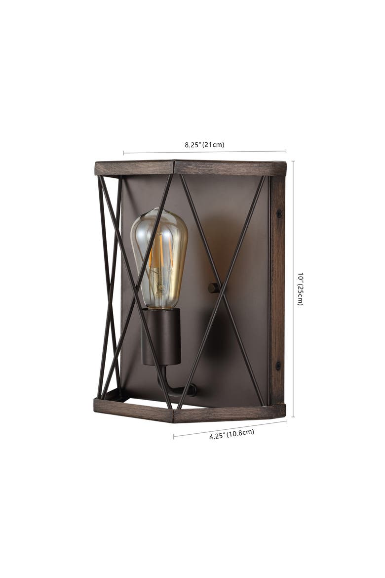Liam 1-Light Rustic Farmhouse Iron LED Sconce, Alternate, color, Dark Brown/Oil Rubbed Bronze