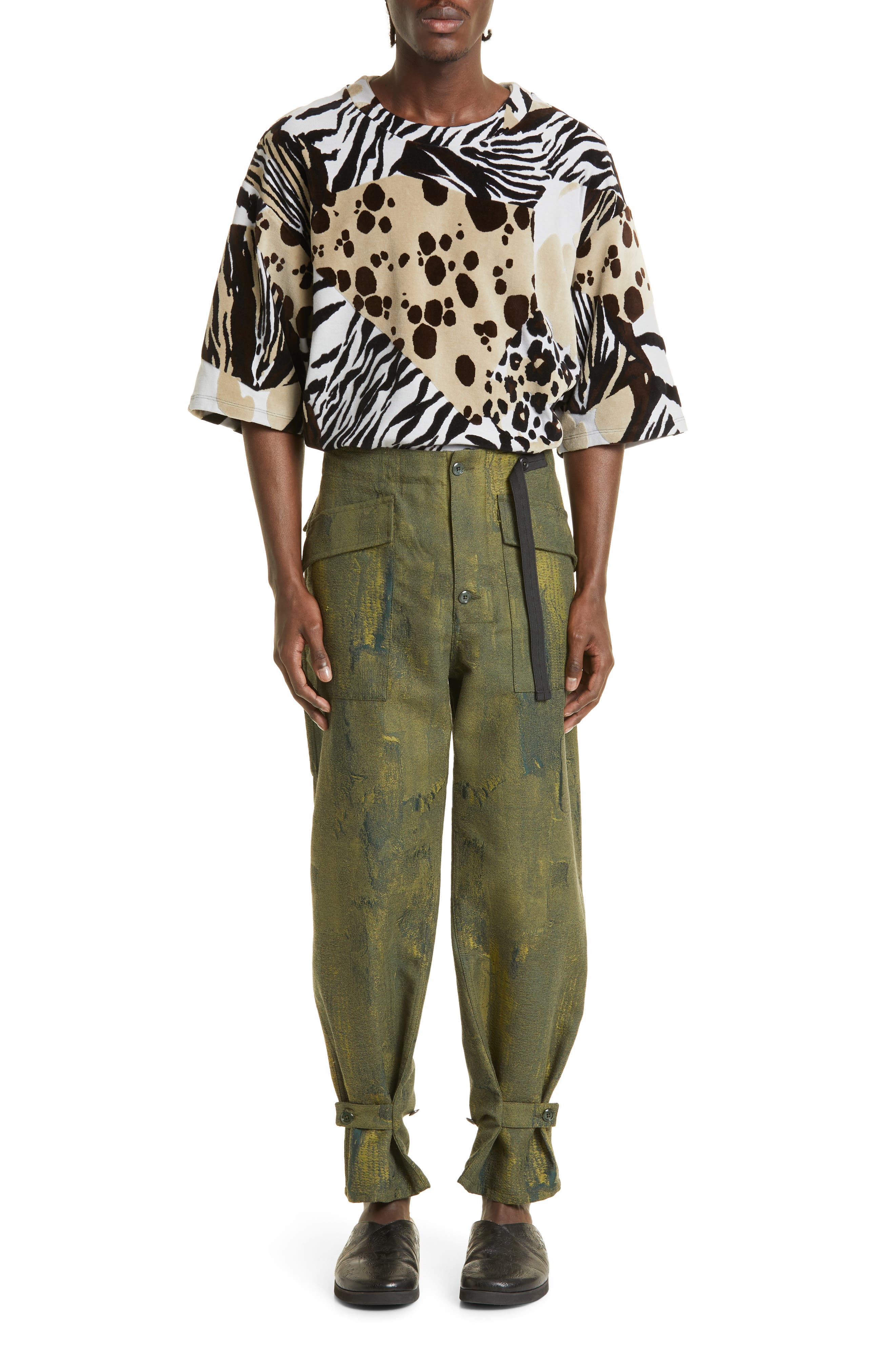 4SDesigns Mixed Animal Print Woven T-Shirt (Men) | Nordstrom