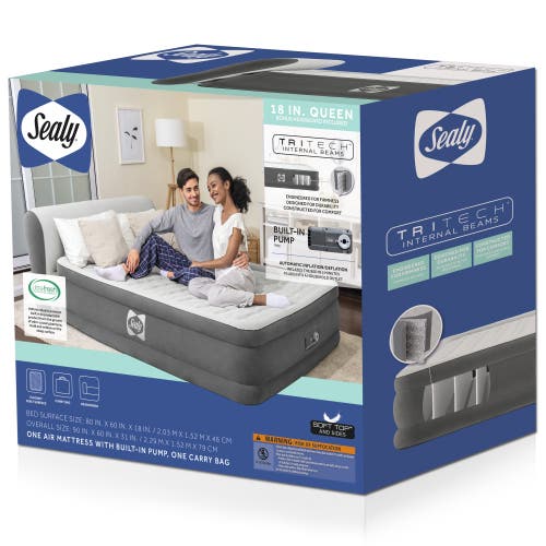 Sealy Tritech Airbed Queen 31" Headboard Builtin Ac Pump