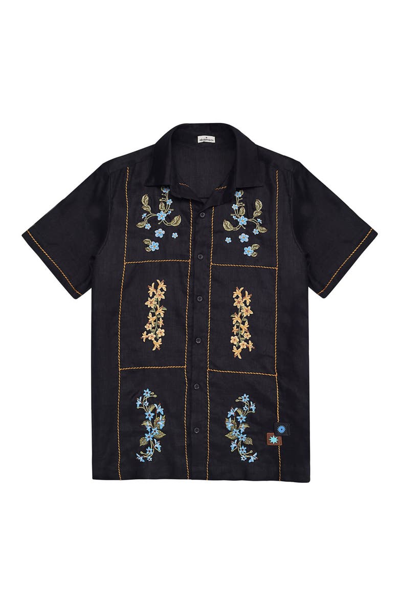 Jack Linen Camp Shirt, Alternate, color, BLACK MULTI