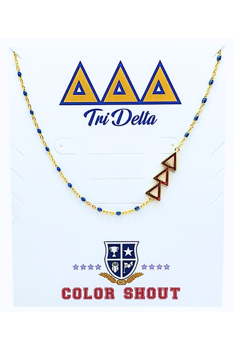 Delta Delta Delta Greek Letter Side Set Necklace, Main, color, Yellow Gold