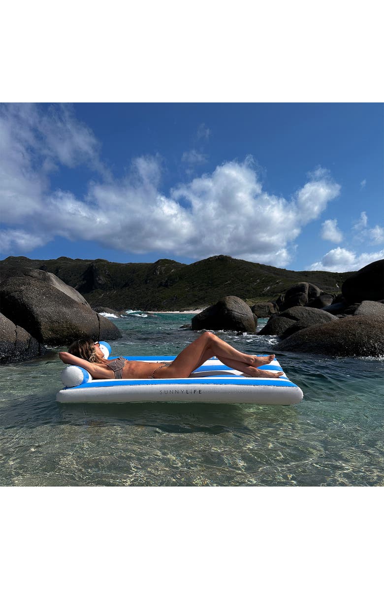 Sunnylife Luxe Lilo Blue Stripe 70" Inflatable Pool Float, Headrest, Alternate, color, 