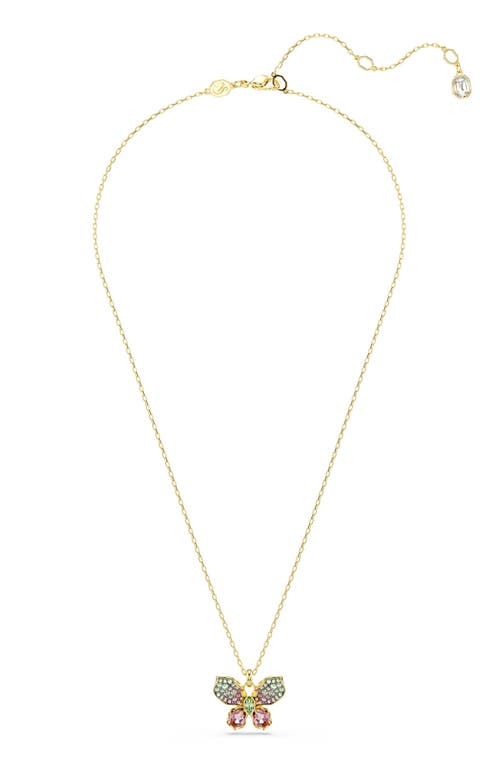 Swarovski Idyllia Butterfly Pendant Necklace In Gold Multi