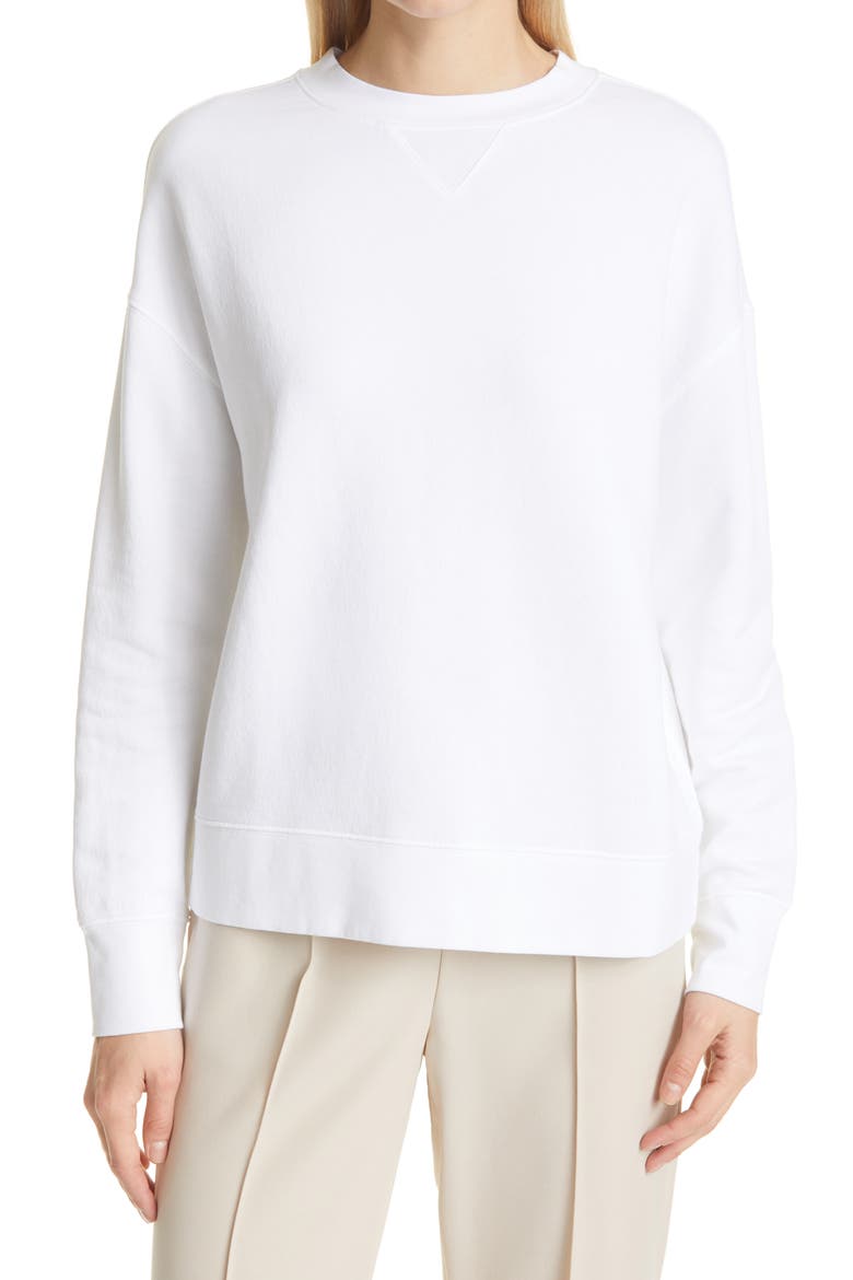 Essential Relaxed Cotton Sweatshirt, Main, color, OPTIC WHITE