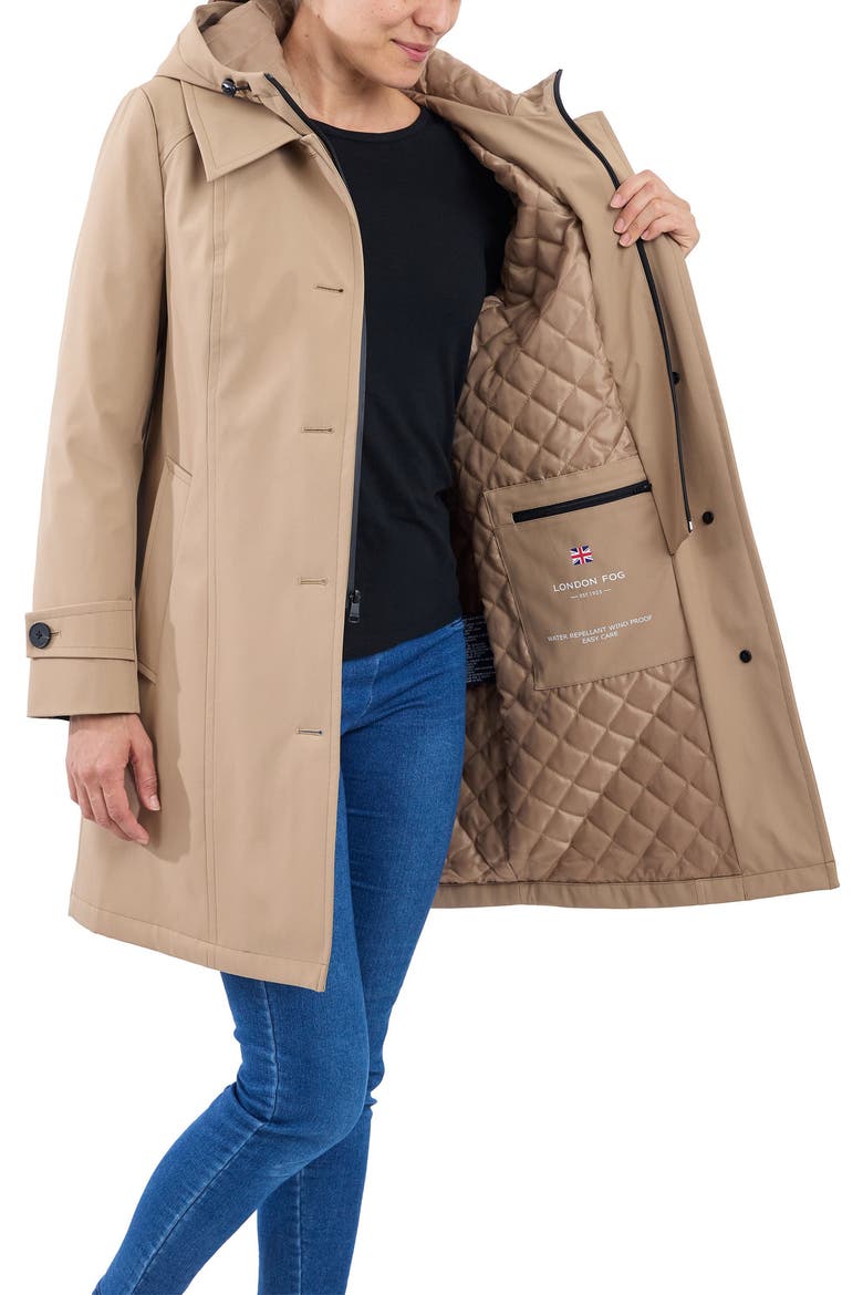 Water Resistant Bonded Raincoat with Bib Detail, Alternate, color, KHAKI