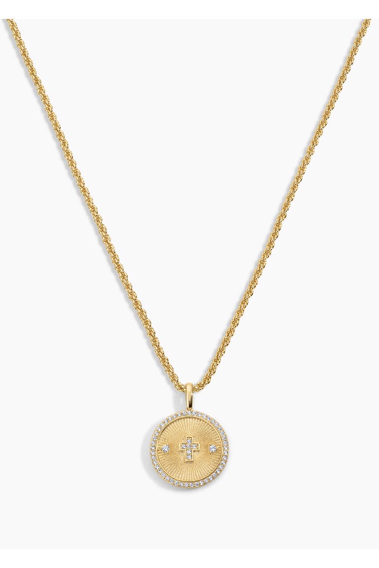 Guardian Cross Coin Necklace, Main, color, Gold