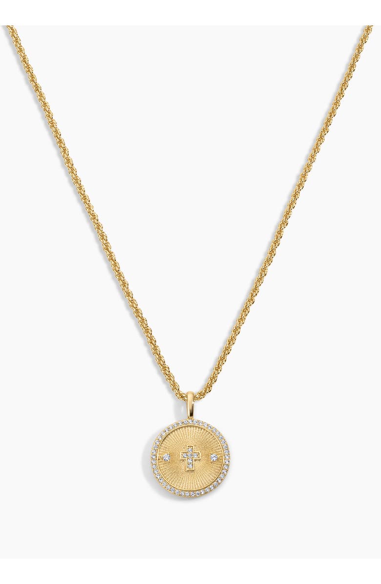 Electric Picks Guardian Cross Coin Necklace, Main, color, Gold