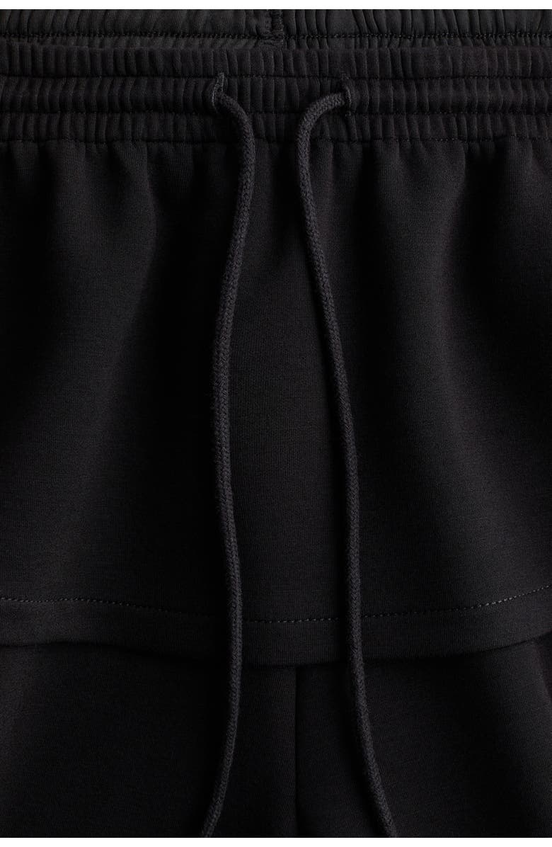 H&M Skirt-layered Scuba Knit Trousers, Alternate, color, Black