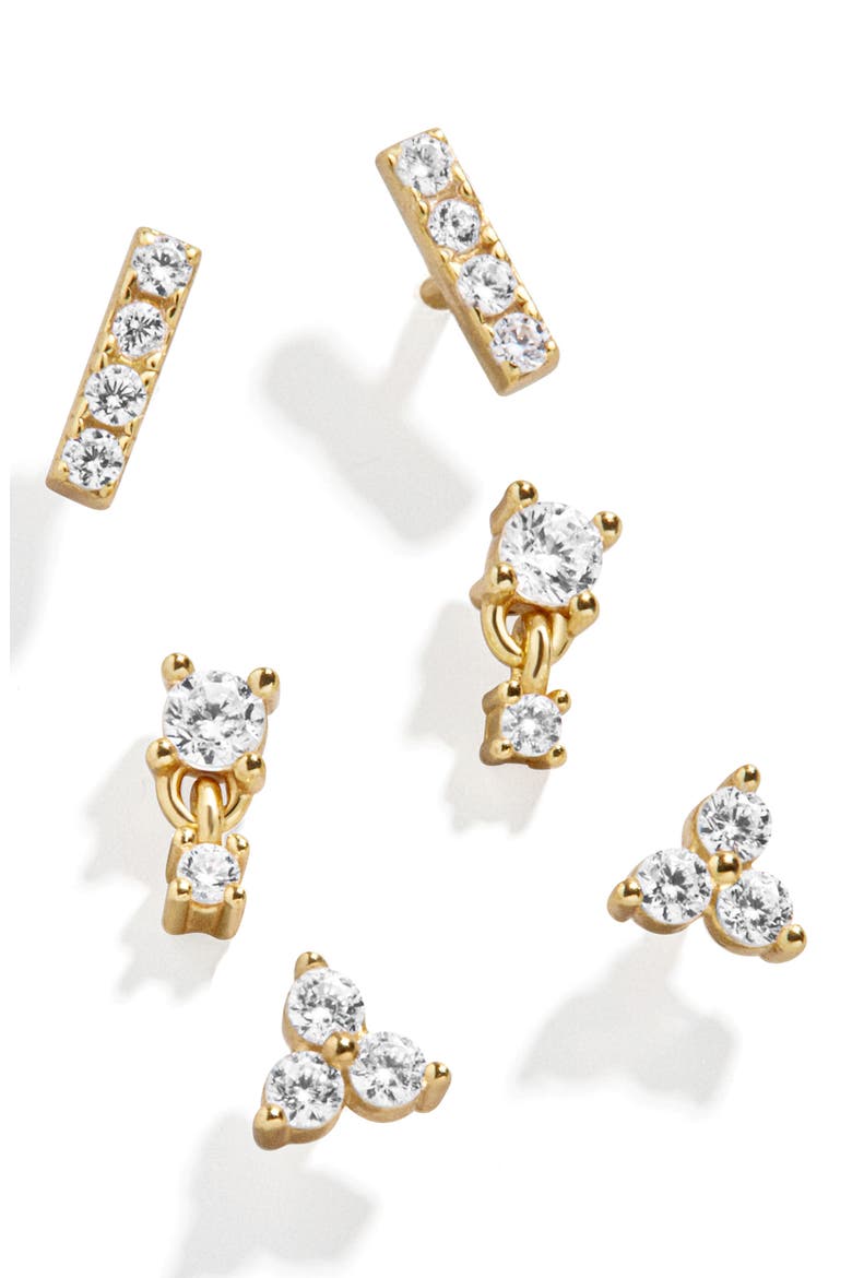 Lottie Set of 3 18K Gold Vermeil Stud Earrings, Main, color, GOLD