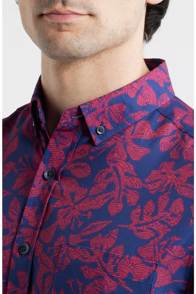 Tide Pool Short Sleeve Button-Up Shirt, Alternate, color, NAVY