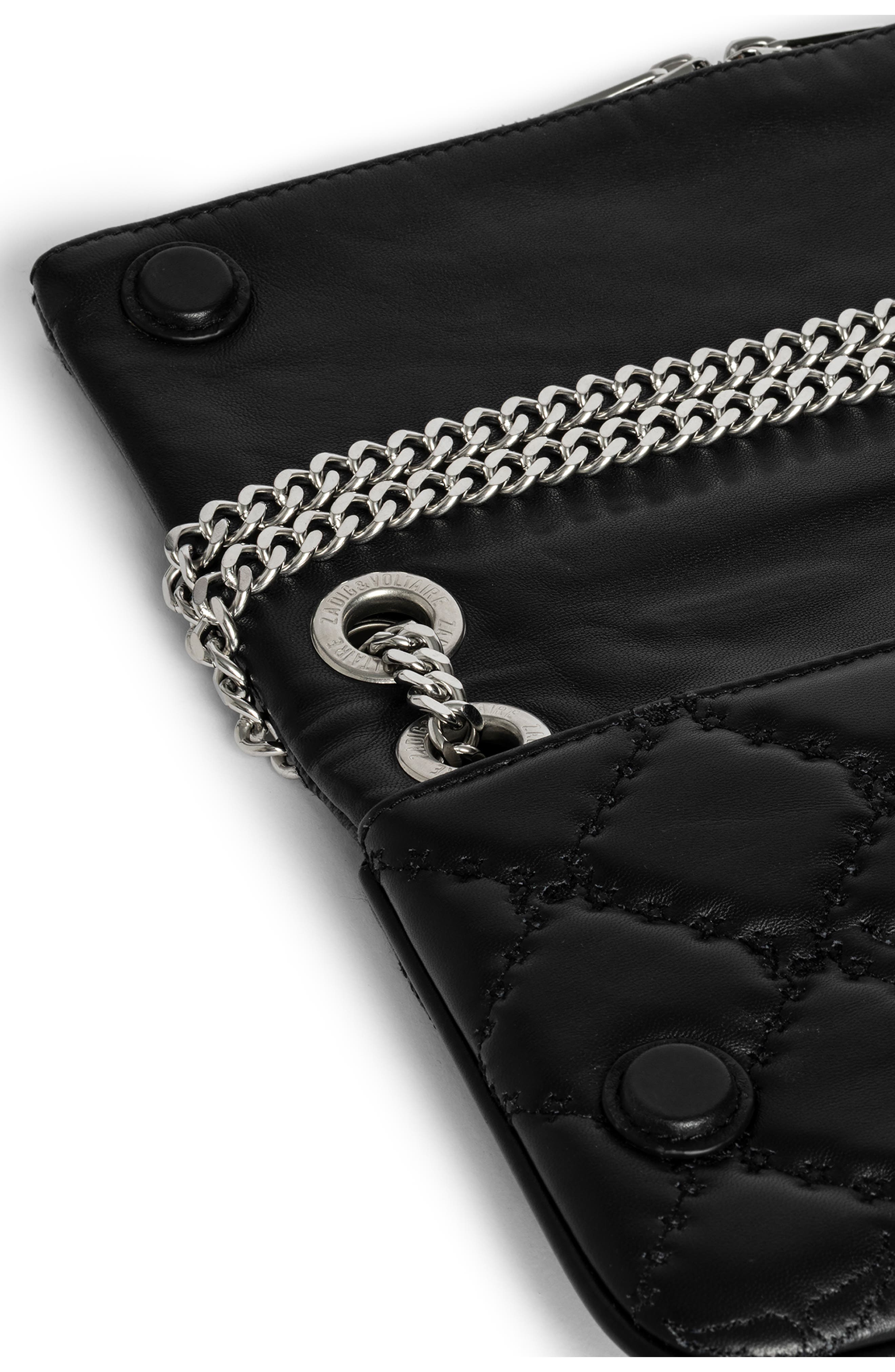 Zadig & Voltaire Rock II Diamond Quilted Monogram Leather Crossbody Bag, Alternate, color, 