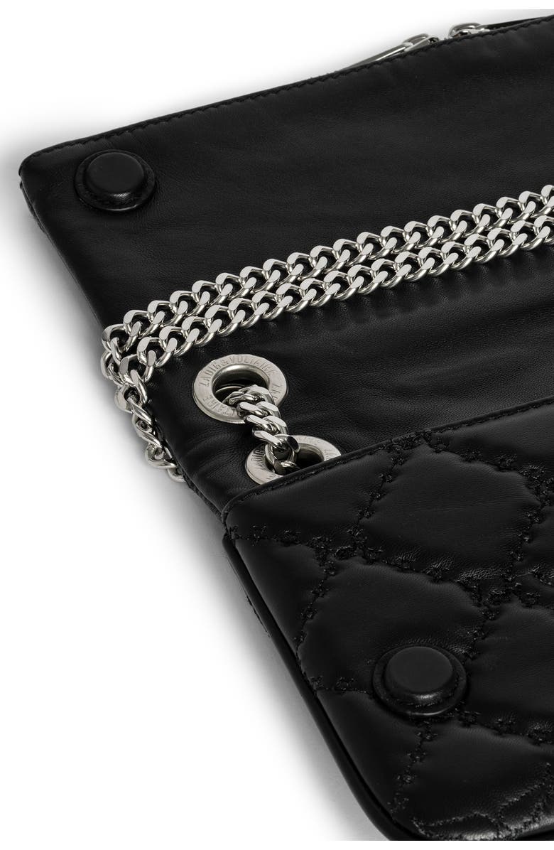 Zadig & Voltaire Rock II Diamond Quilted Monogram Leather Crossbody Bag, Alternate, color, Black