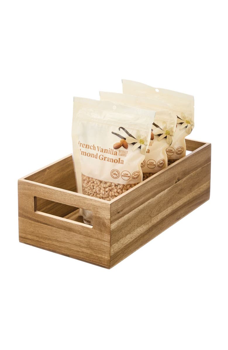 iDesign Acacia Wood Pantry Storage Bin with Handles - Natural, Main, color, Natural