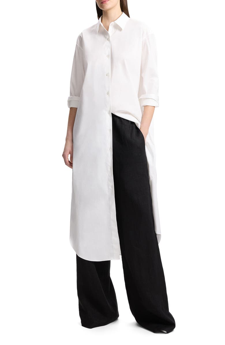 Theory Long Sleeve Cotton Blend Maxi Shirtdress, Main, color,