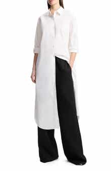 Theory Long Sleeve Cotton Blend Maxi Shirtdress