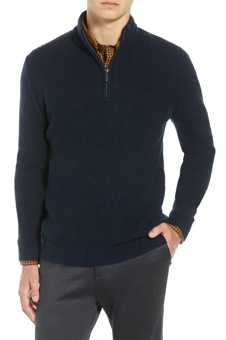 Regular Fit Quarter Zip Sweater, Main, color, NAVY