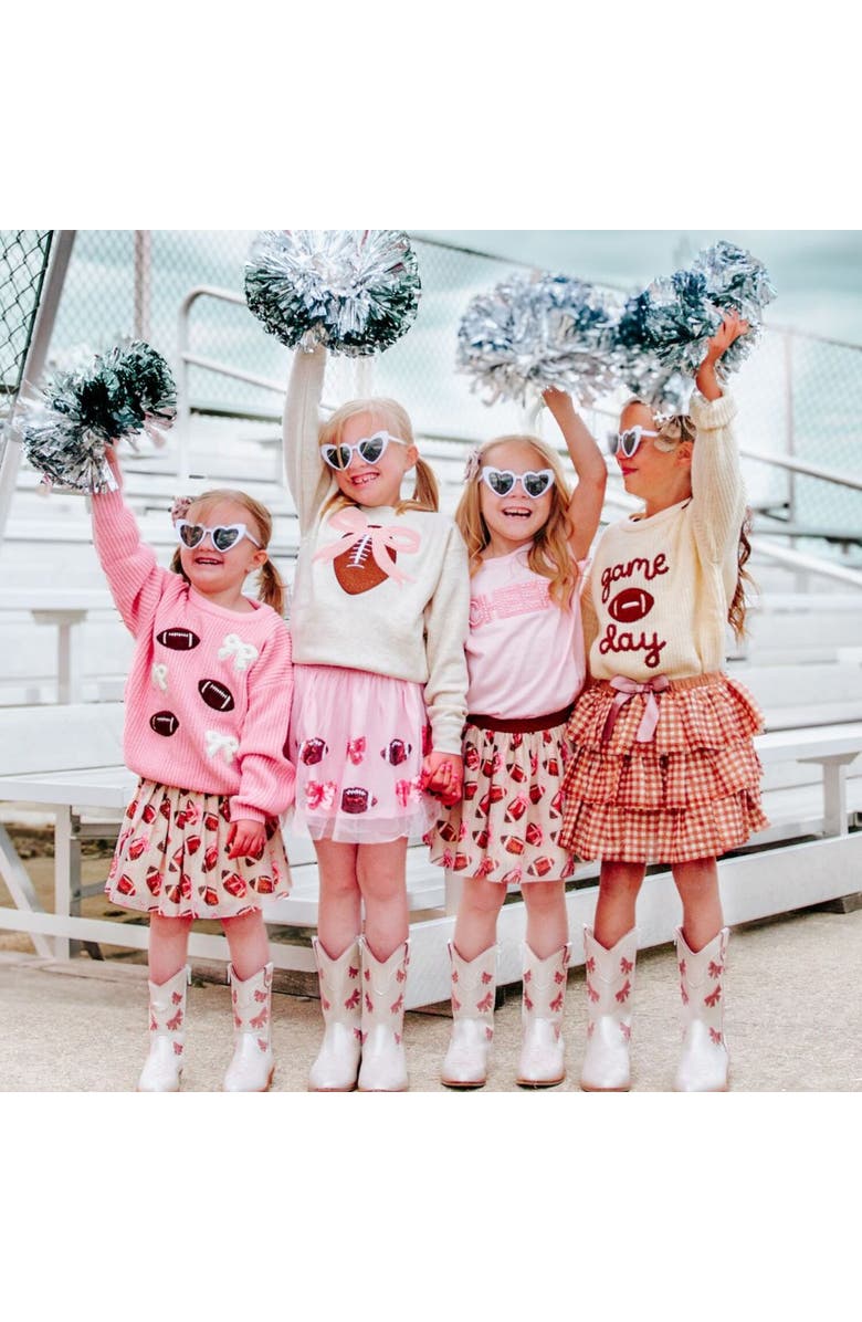 Sweet Wink Bow Football Sequin Tutu, Alternate, color, Ballet Pink