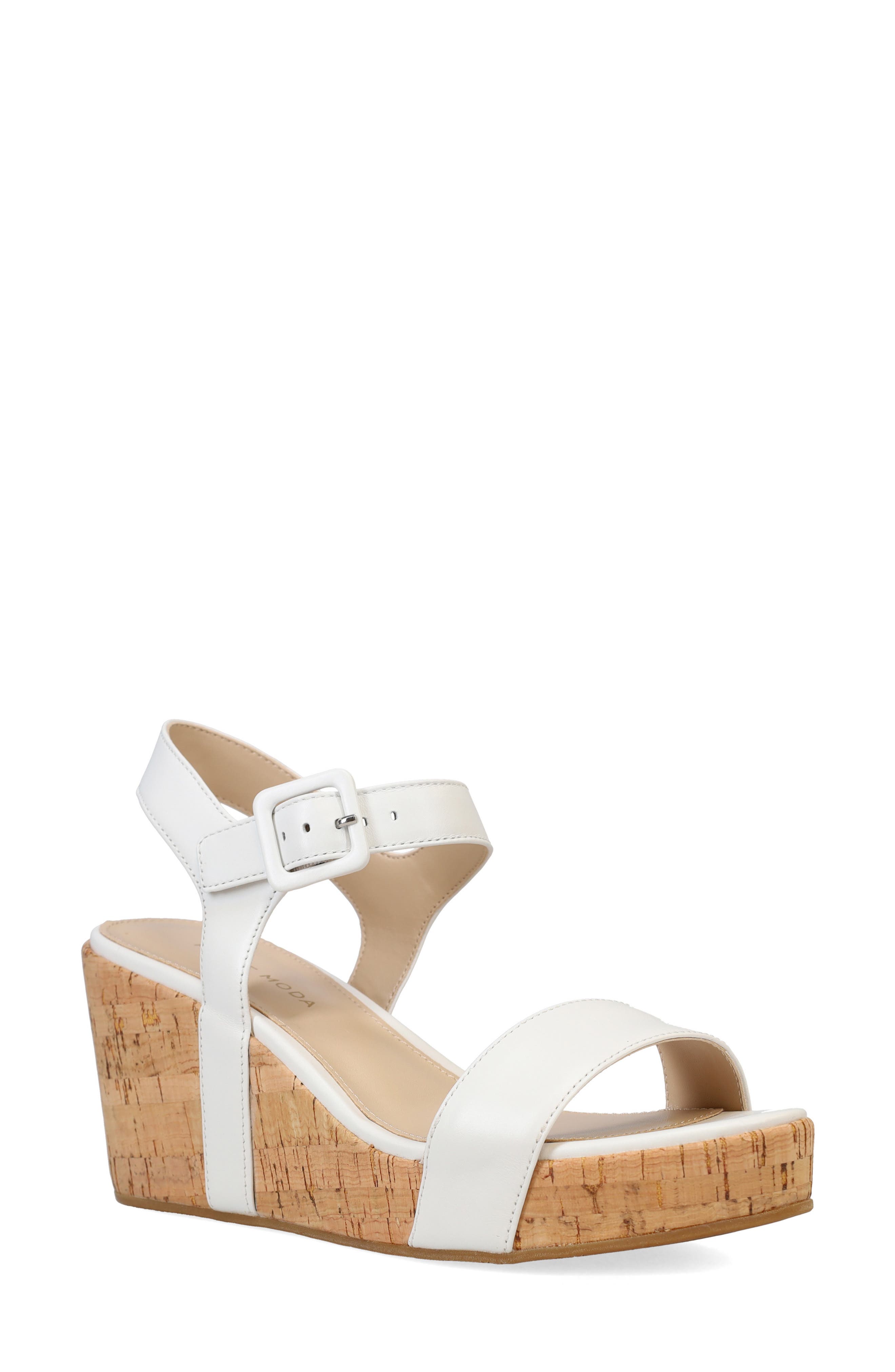 Pelle Moda Wiltz Ankle Strap Platform Wedge Sandal, Main, color, White