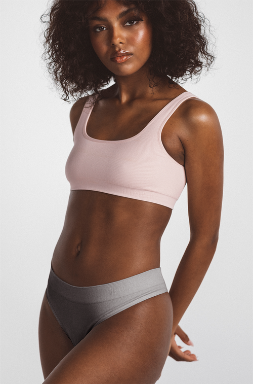 Ldma Low Hide Ribbed Thong In Heather Grey