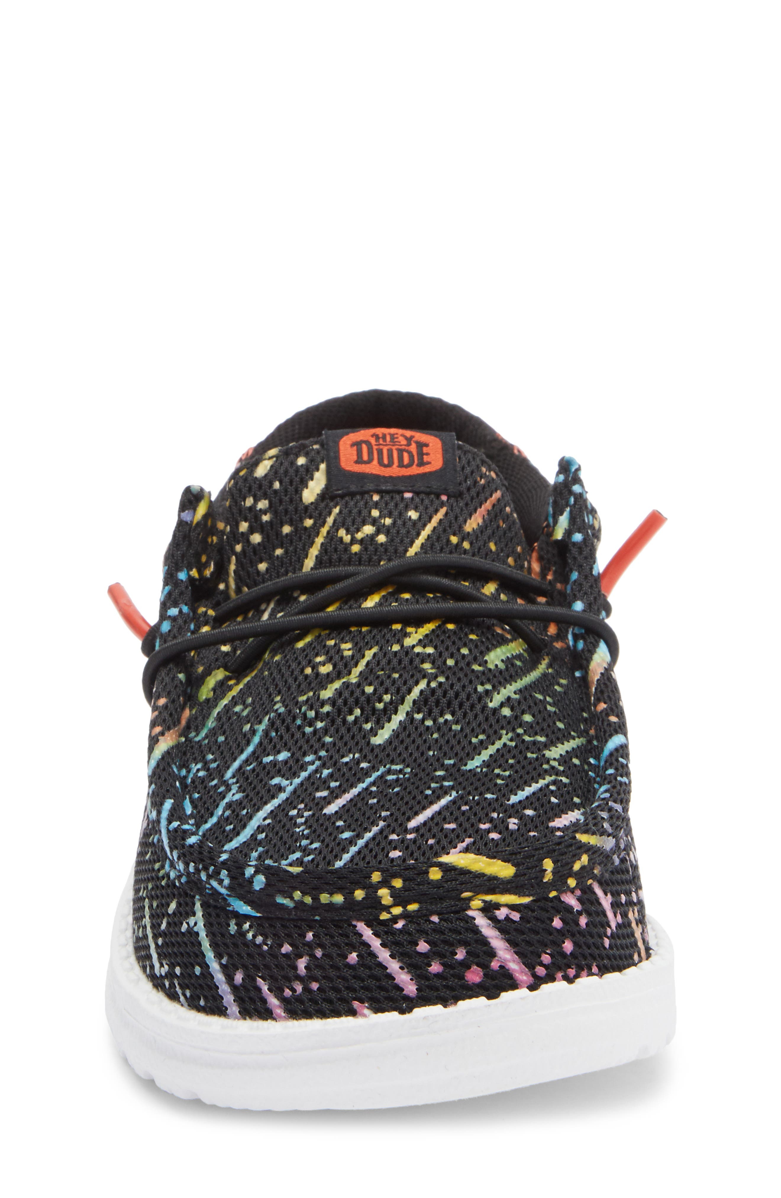 Hey Dude Kids' Wally Youth Stretch Mesh Sneaker, Alternate, color, Black