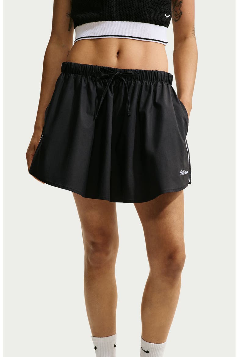 Sportswear Scallop Trim Poplin Skirt, Alternate, color, 010 BLACK/SAIL