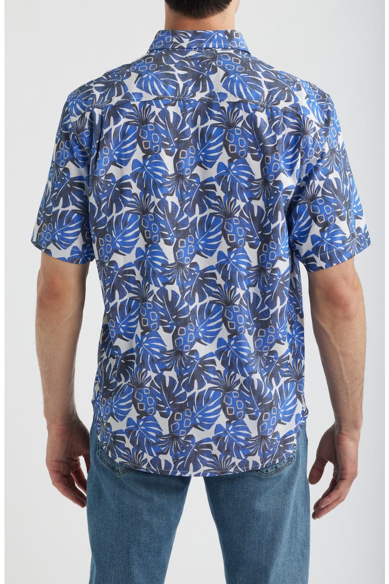 Coastal Ease Piña Party IslandZone® Short Sleeve Button-Up Shirt, Alternate, color, SANDSTONE