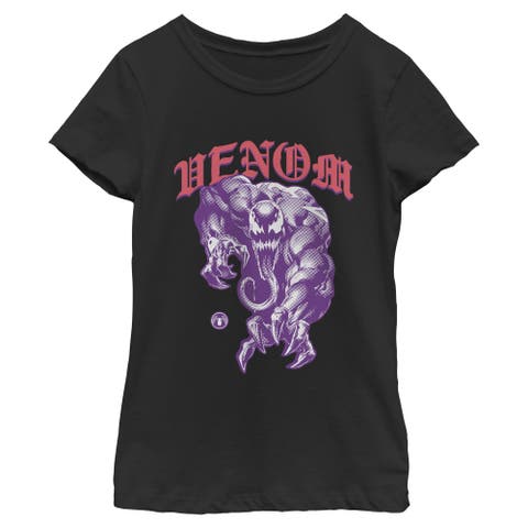 Girls' Venom Purple Comic Panel Short Sleeve T-shirt