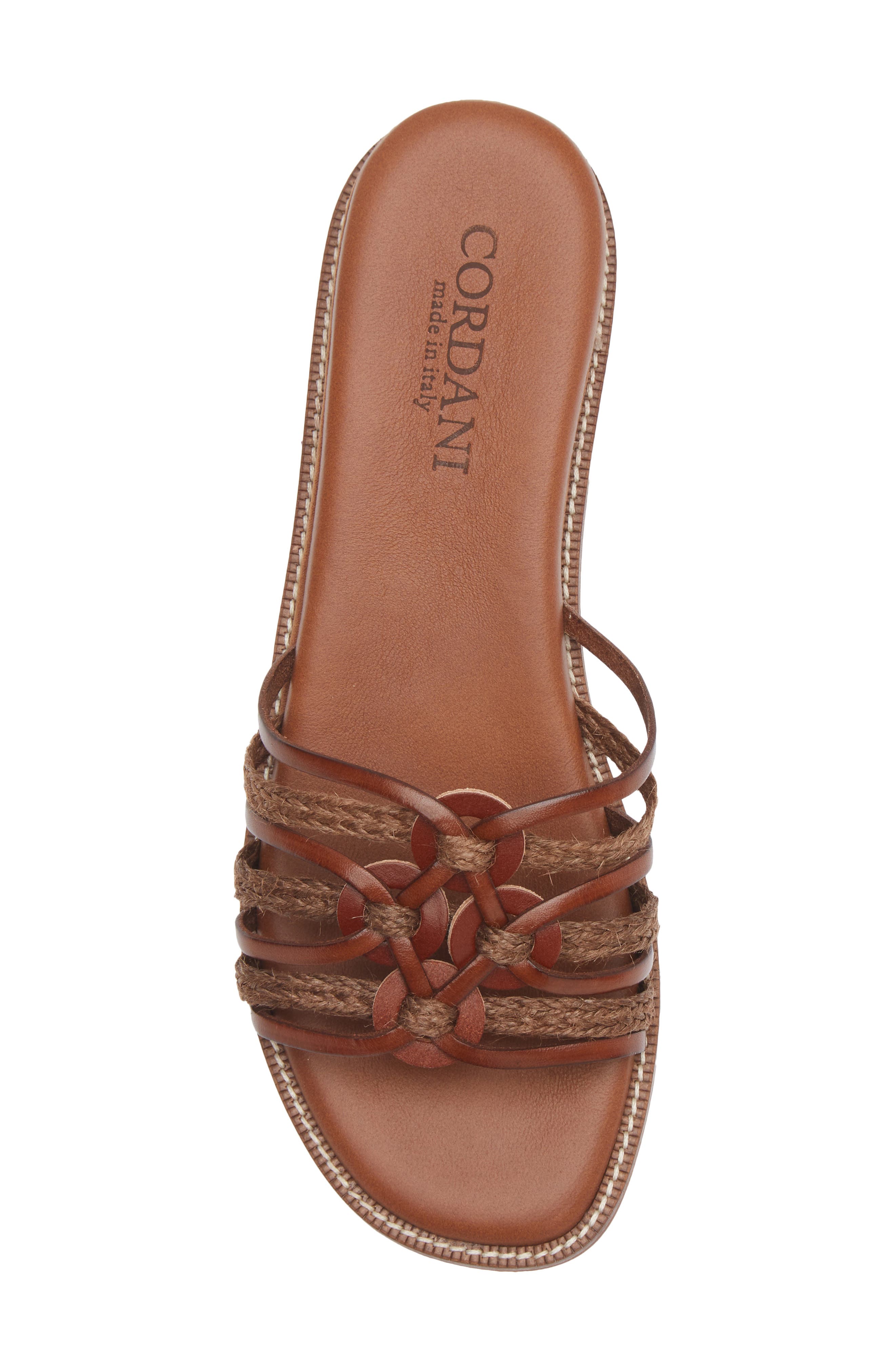 Cordani Hollace Leather & Raffia Slide Sandal, Alternate, color, Cuoio Leather