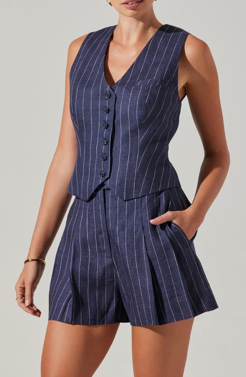 Kaiko Pinstripe Linen Vest