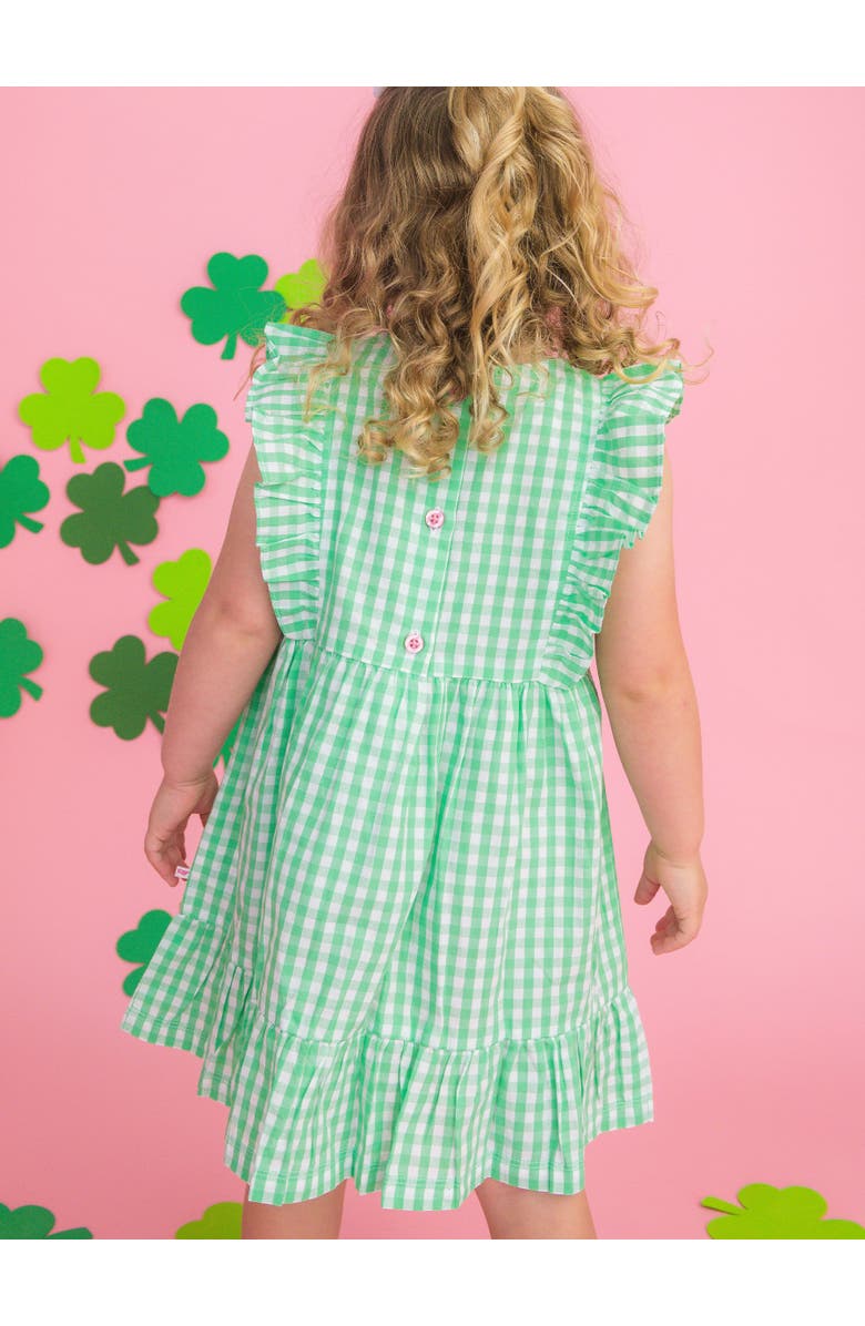 RuffleButts Sleeveless Pinafore Bow Dress, Alternate, color, Classic Spring Bud Gingham