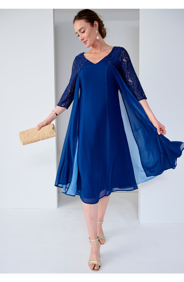 Jessica London A-line Lace Overlay Dress, Alternate, color, 