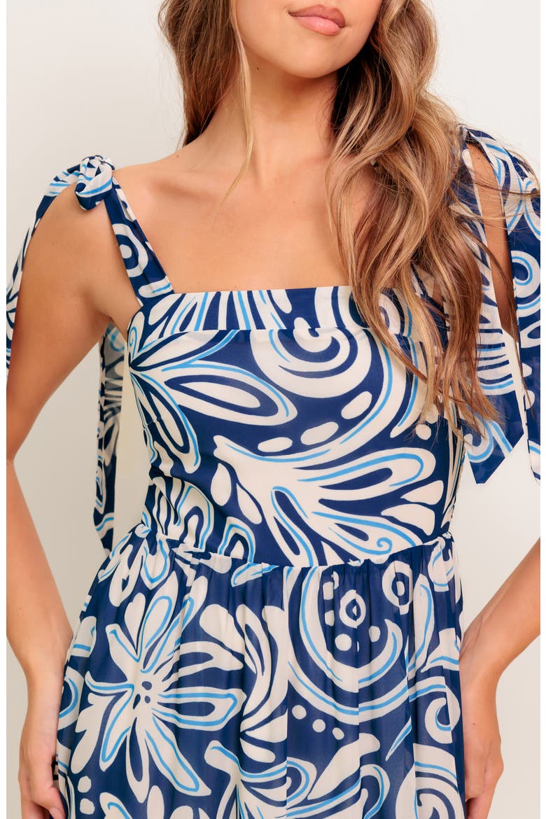 Tie Strap Tiered Chiffon Maxi Dress, Alternate, color, NAVY BLUE